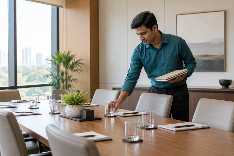 Office boys & support staff at work — illustrative photograph