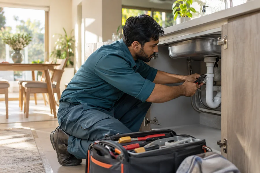 Plumbers at work — illustrative photograph
